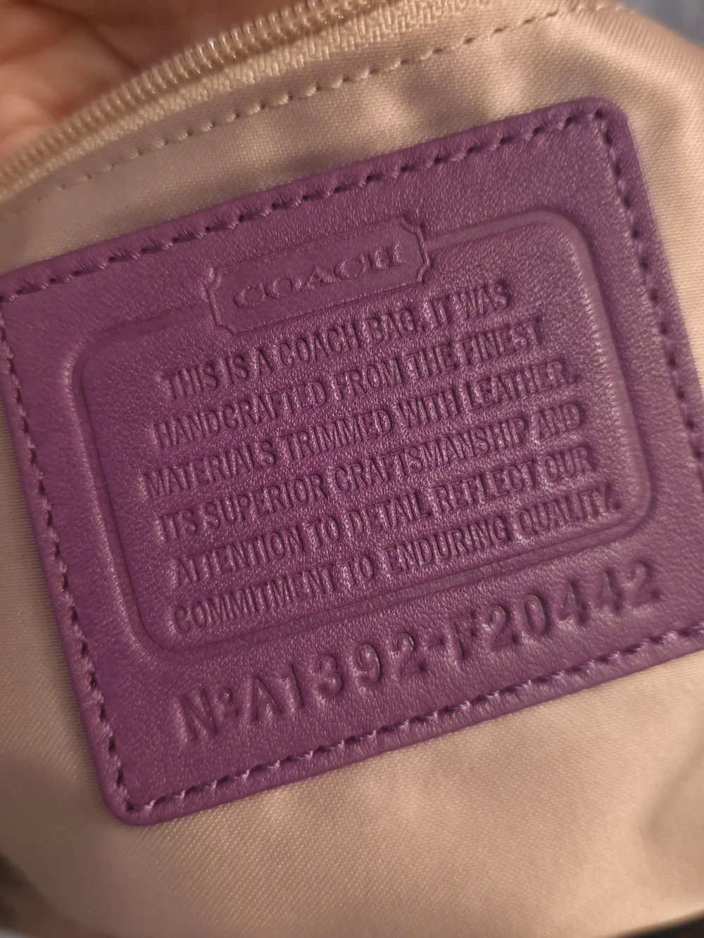 Coach Signature Tote Bag in Beige and Purple